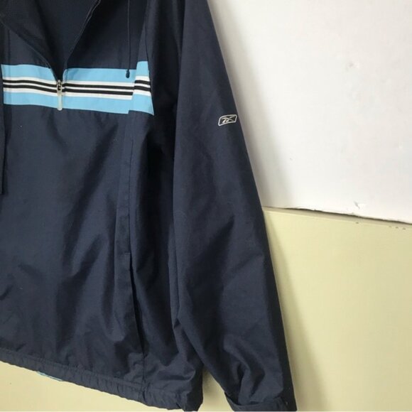 Reebok 1/2 Zipper Nylon Windbreaker Jacket Hood Mesh Pockets Drawcord Unisex XL - Picture 5 of 15